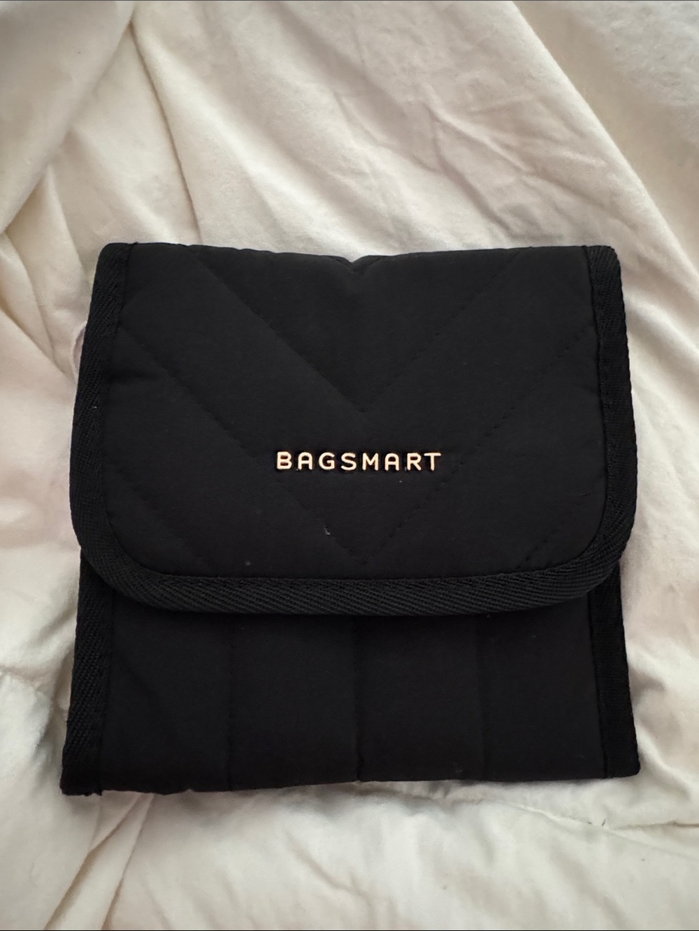 BAGSMART Black Quilted Travel Cosmetic Pouch